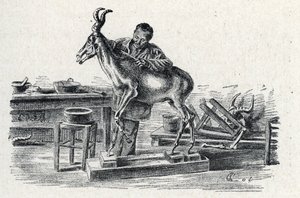 التحنيط: أحد متخصصي التحنيط المحشو بالطرب في ورشته النقش من Excursion a travers les metiers” من مجموعة Pierre Calmette Collection privee بواسطة بيير كالميتيس