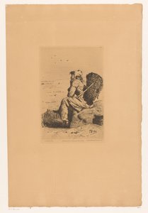 Rustende vissersvrouw aan de kust صياد سمك في Veules-en-Caux (العنوان على الكائن) بواسطة ودوي ألفريد كادارت