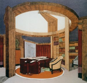 تصميم للمكتبة الدراسية (Bureau-Bibliotheque) لسفارة فرنسا ، بقلم بيير شارو (1883-1950) ، تم تقديمها في المعرض الدولي للفنون الزخرفية في باريس ، في عام 1925 ، فرنسا ، القرن العشرين