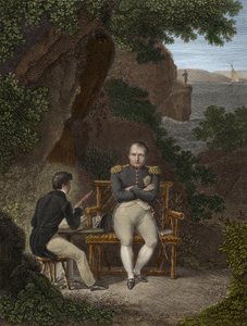 NAPOLEON I (1769-1821) In exile at Saint Helena - Napoleon dictatas his memoirs to Emmanuel Pons de Las Cases (1800-1854) son of Emmanuel de Las Cases - Napoleon to Saint Helena (St. Helena): He dictates to the young Las Cases the notes to be used to write بواسطة بيير تشارلز باكوي