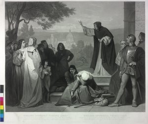 1493 موعظة سافونارولا في فلورنسا بواسطة بيير كوتين