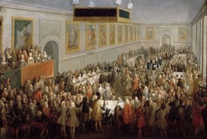 العيد بعد تتويج لويس الخامس عشر في قصر Archiepiscopal في ريمس ، 25 أكتوبر 17