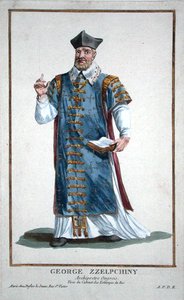 جورج زيلبشيني من "Recuil des Estampes، epresentant les Rangs et les Dignites، après le Costume de tous les Nations موجودون" ، نُشر عام 1780 (نقش ملون يدويًا) بواسطة بيير دوفلوس