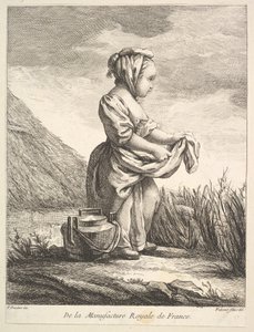 فتاة صغيرة تحمل وعاءًا من قدميها ، من Premier Livre de Figures daprès les porcelain ... ، 1757.