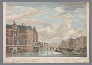 منظر لجسر Halvemaans فوق نهر أمستل في أمستردام The Binnen Amstel van 