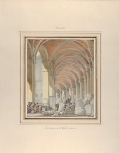 The Halle aux Blés ، منظر داخلي ، كاليفورنيا. 1810. بواسطة بيير فرانسوا ليونارد فونتين