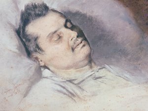 Honore de Balzac (1799-1850) على فراش الموت ، 15 أغسطس 1850 (باستيل و طباشير على ورق)