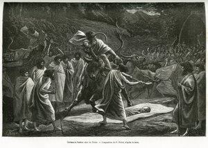 مراسم جنازة لـ Todas ، مجتمع رعوي صغير في هضبة Nilgiri (جنوب الهند) ، خلال الجنازة ، يتم التضحية بالماشية. نقش بي فريتيل ، لتوضيح التذكارات الحيثية لرحلة إلى جزر نيلجيري ، بواسطة مدام يانسن ، في 1