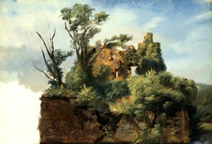 منظر طبيعي مع أنقاض ، c.1782-5 (زيت على ورق على قماش)