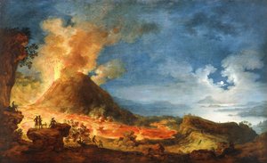 Vesuvius Erupting ، مع المتفرجين في المقدمة ، بواسطة بيير جاك فولاير