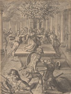 كيس تروي بيروس قتل بريام قبل عام 1654. بواسطة بيير لومبارت