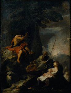 St. John the Baptist preaching in the wilderness (oil on canvas) بواسطة بيير لويس كريتي أو كريتي
