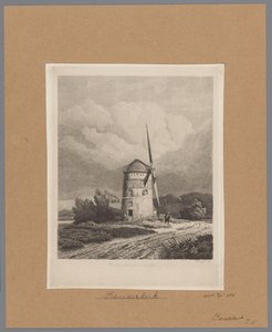منظر لمطحنة Steenenmolen أو Rembrandt في Koudekerk aan den Rijn طاحونة رامبرانت في Koukerk (العنوان على الكائن) بواسطة بيير لويس دوبورك