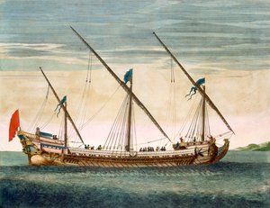 جالياس بثلاث ساري قيد التنفيذ عن طريق المجذاف ، من Le Naptune Francois ، c.1693-1700 (نقش يدوي)