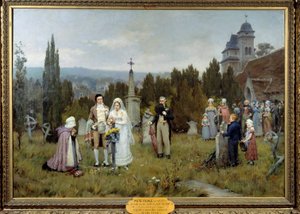 Piete الفرعية Wedding Scene ، تتجمع العرائس الشابات على قبر الأب المتوفى لإحدى العرائس الشابات. رسم بيير أوتين (1840-1899) القرن التاسع عشر. فيكامب ، مركز متحف للفنون بواسطة بيير أوتين