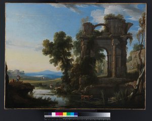 منظر طبيعي مع أطلال كلاسيكية ، 1640-1645