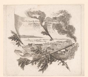 Zicht op de Haven van Messina منظر لميناء ميسينا مرسومة قبل وصول وقت الزلزال في فبراير 1783. (العنوان على الجسم) بواسطة بيير فيليب شوفارد (منسوب إلى)