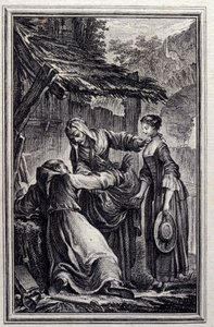 L'Hermite - في "" حكايات وأخبار في الشعر "" لجان لافونتين. 1776. رسم بي بي شوفارد.