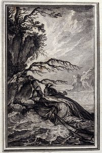 خطيبة ملك غاربي - في "" حكايات وأخبار في شعر "لجان لافونتين. 1776. رسم بي بي شوفارد.
