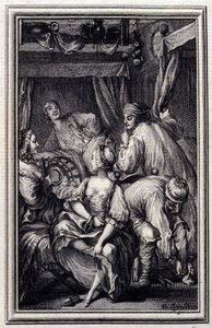 لو كرادل - في "" حكايات وقصص قصيرة في الشعر "" لجان لافونتين. 1776. رسم بي بي شوفارد.