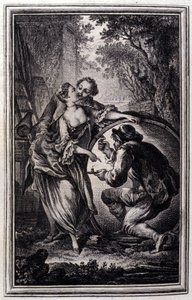 لو كوفييه - في "" حكايات وقصص قصيرة في الشعر "لجين لافونتين. 1776. رسم بي بي شوفارد.