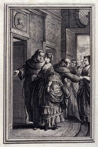 ليه فرير دو كاتالونيا - في "" حكايات وقصص قصيرة في الشعر "لجان لافونتين. 1776. رسم بي بي شوفارد. بواسطة بيير فيليب شوفارد