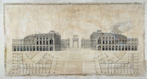 الهندسة المعمارية: "مشروع Place Royale لمارسيليا ، منظور ينظر إلى الميناء وخطة الطابق" 1686 (رسم)