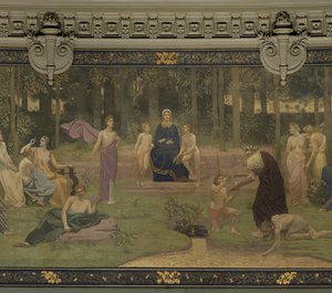 The Sacred Wood ، جدارية في المدرج الكبير تصور شخصيات رمزية للسوربون ، البلاغة ، الشعر ، الفلسفة ، التاريخ ، علم النبات ، الجيولوجيا ، الفيزياء والهندسة ، 1887-89 (التفاصيل