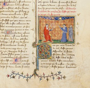 تفاصيل صفحة من "De Proprietatibus Rerum" بواسطة Bartholomeus Anglicus ، في الترجمة الفرنسية لـ Jean Corbechon ، c.1390