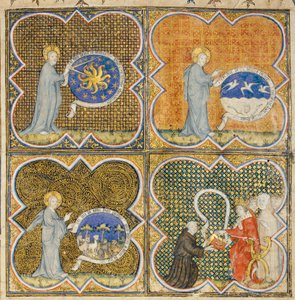 صفحة من "خصائص الأشياء" بقلم بارثولوميو الإنجليزي في الترجمة الفرنسية لجان كوربيكون ، c.1390