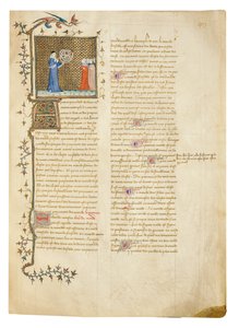 صفحة من "خصائص الأشياء" بقلم بارثولوميو الإنجليزي في الترجمة الفرنسية لجان كوربيكون ، c.1390