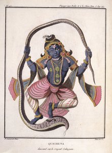 كريشنا ترقص على Kaliya Serpent ، من "رحلة إلى الهند والصين" بقلم بيير سونيرات ، نقش بواسون ، نشرت 1782 بواسطة بيير سونيرات