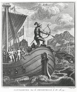 Pantagruel يقتل الفيزيتر ، التوضيح من "Gargantua and Pantagruel" ، بقلم فرانسوا رابيليه بواسطة بيير تانجي