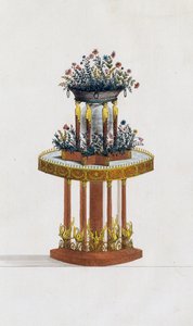 حامل زهور الماهوجني والبرونز ، اللوحة 287 ، رسم توضيحي من Collection de Meubles et Objects de gout (مجموعة من الأثاث والأشياء ذات الذوق) بواسطة بيير دي لا ميسانجير