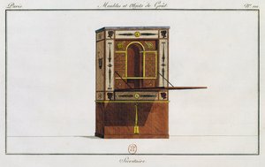مكتب الكتابة ، اللوحة 101 ، رسم توضيحي من Collection de meubles et Objects de gout (مجموعة من الأثاث والأشياء ذات الذوق) بواسطة بيير دي لا ميسانجير