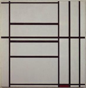Composition No 1 with Grey and Red 1938-1939 (oil on canvas mounted on wood support), بواسطة بيت موندريان