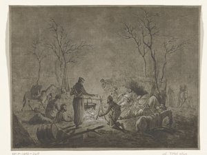 إقامة مؤقتة للقوزاق بنيران خلال الاحتلال الفرنسي عام 1813 في أمستردام