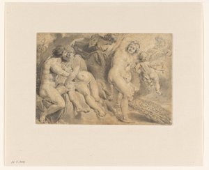 Ixion خدع زيوس وهيرا تحتضن Ixion سحابة Nephele ، التي اتخذت شكل Hera بواسطة بيتر فان سومبل (منسوب إلى)