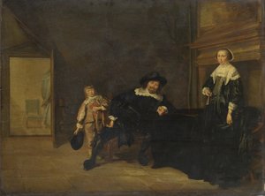 صورة لرجل وامرأة وصبي في غرفة ، 1640