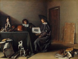 "" فنان ومحب للفن في محادثة "(فنان ومحب للفن في محادثة) رسم بييتر كود (1599-1678) ، - زيت على خشب ، 41.7 × 55.1 - مؤسسة Custodia