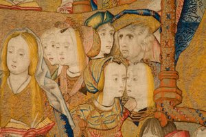 نسيج فلمنكي. البشارة. التفاصيل ، حوالي 1502-04 (الذهب والفضة والحرير والصوف) بواسطة بيتر كويك فان إيلست