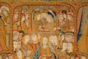 نسيج فلمنكي. البشارة. التفاصيل ، حوالي 1502-04 (الذهب والفضة والحرير والصوف) بواسطة بيتر كويك فان إيلست