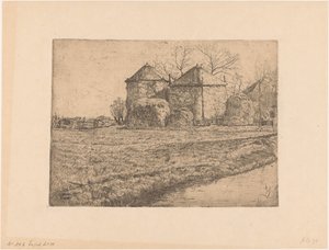 مزرعة مع اثنين من حظائر التبن