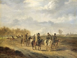 قوزاق على طريق ريفي بالقرب من بيرغن في شمال هولندا 1813