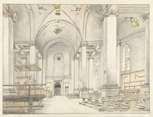 منظر لصحن Nieuwe Kerk ، هارلم ، باتجاه الغرب