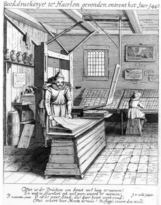 Bindery of Laurens Janszoon Koster ، من "وصف مدح هيرلم" ، نُشر عام 1628 بواسطة بيتر جانزون ساونريدام