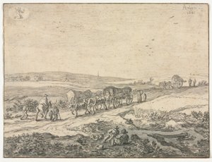 أغسطس: منظر طبيعي مع عربات ، c.1655. بواسطة بيتر مولين