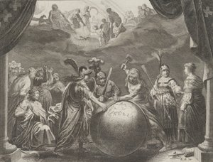اللوحة 12: رمزية على الخلاف في فرنسا ، من Caspar Barlaeus، Medicea Hospes، 1638.