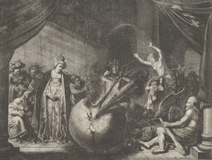 اللوحة 9: رمزية على الخلاف في فرنسا ، من Caspar Barlaeus، Medicea Hospes، 1638.