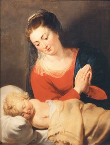العذراء تعشق الطفل النائم ، ج. 1615. بواسطة بيتر بول روبنز